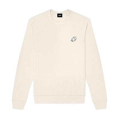 Dalix Ghost Embroidered Crewneck Long Sleeve Sweatshirt Fleece Men in Natural 2XL XX-Large