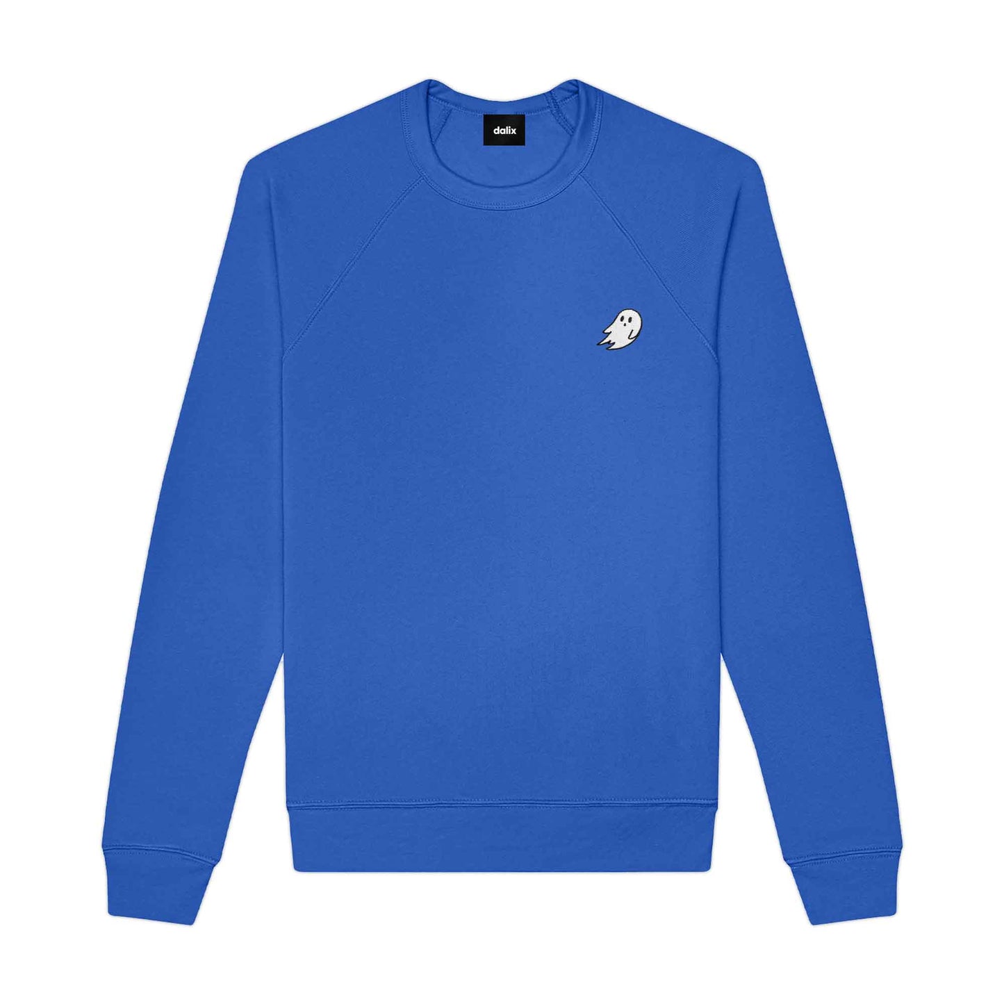 Dalix Ghost Embroidered Crewneck Long Sleeve Sweatshirt Fleece Men in Heather True Royal 2XL XX-Large