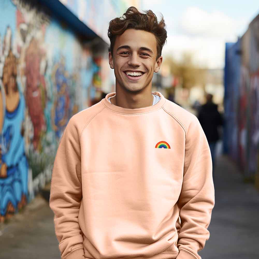 Dalix Rainbow Midweight Fleece Crewneck Sweatshirt