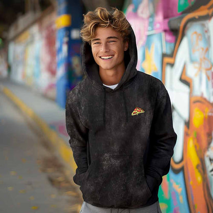 Dalix Pizza Midweight Fleece Mineral Wash Hoodie