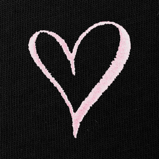 Dalix Heart Embroidered Fleece Relaxed Boxy Fit Long Sleeve Crewneck Sweatshirt Womens in Black 2XL XX-Large