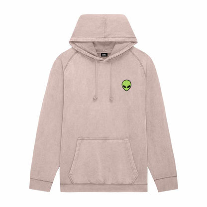 Dalix Alien Embroidery Washed Hoodie Sweatshirt Hoodie Fleece Relaxed Fit Lounge Mens in Zinc 2XL XX-Large
