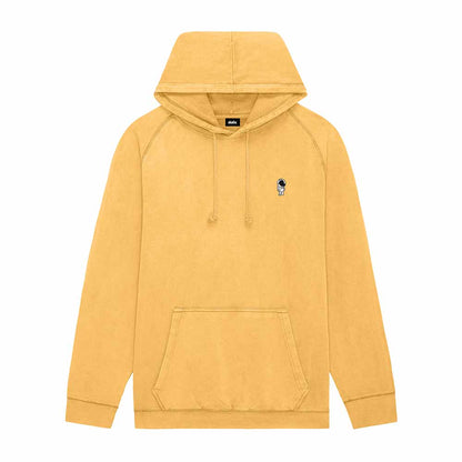 Dalix Astronaut Embroidery Washed Hoodie Sweatshirt Hoodie Fleece Relaxed Fit Lounge Mens in Mustard 2XL XX-Large