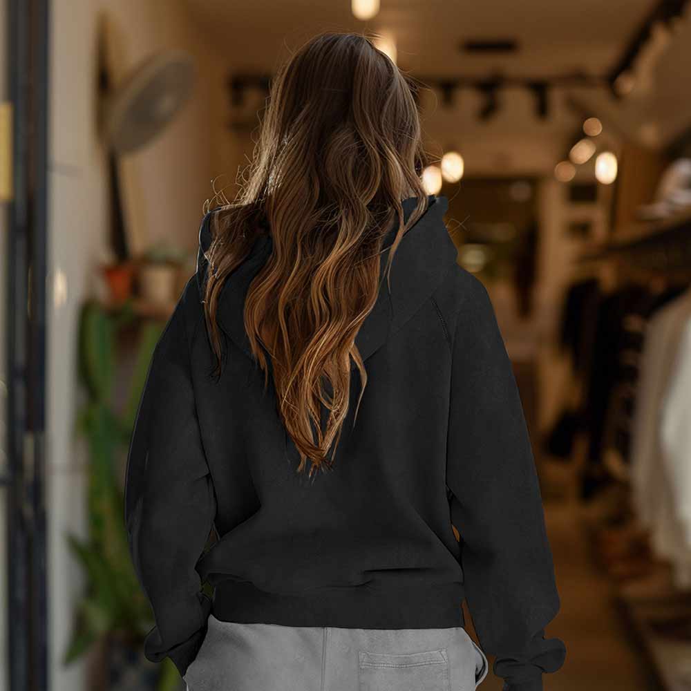 Dalix Butterfly Embroidery Washed Hoodie Sweatshirt Hoodie Fleece Relaxed Fit Lounge Womens in Black 2XL XX-Large