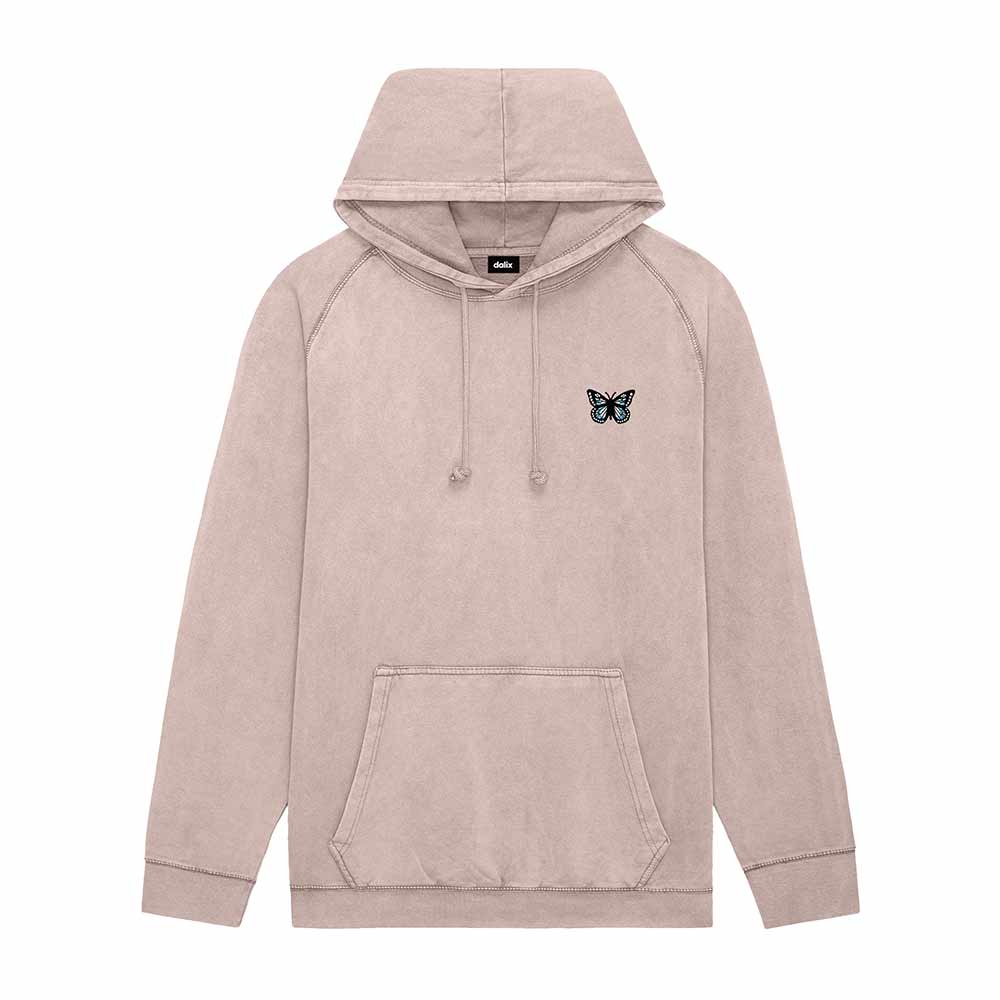 Dalix Butterfly Midweight Fleece Mineral Washed Hoodie