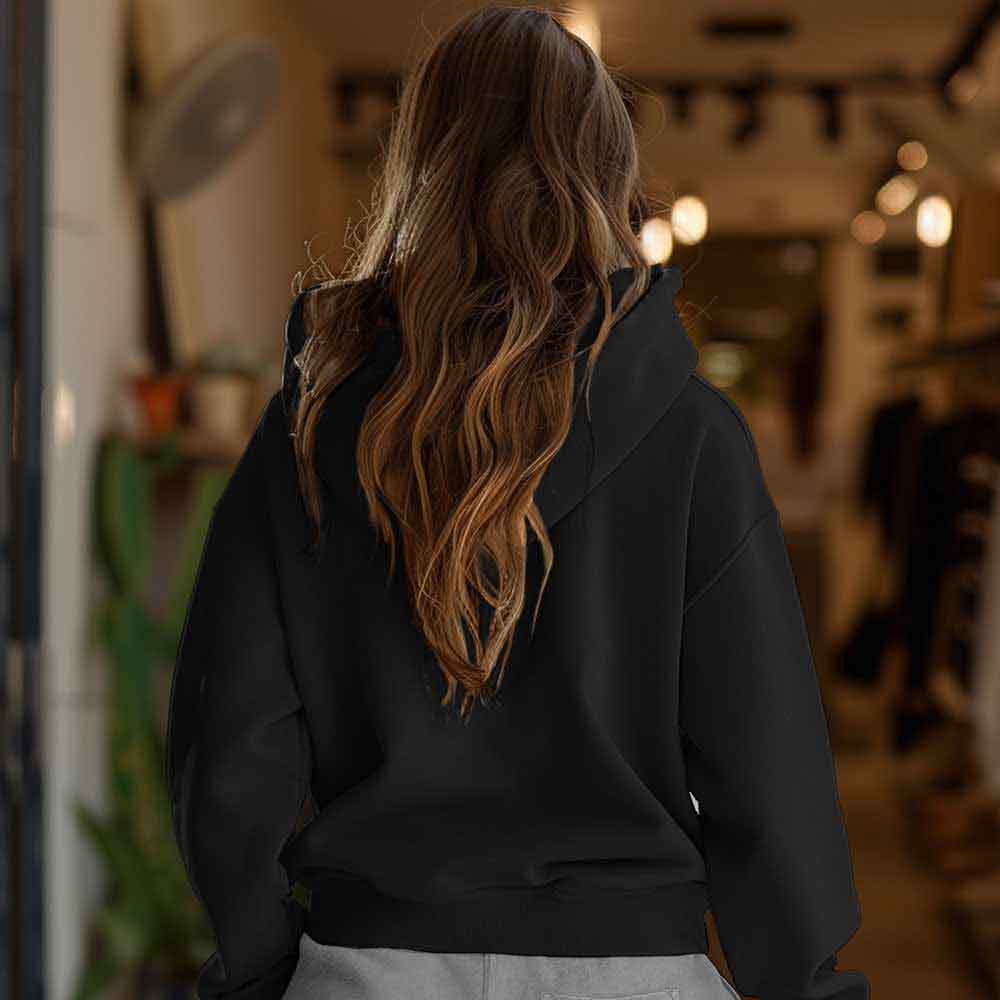 Dalix Bow Embroidery Relaxed Hoodie Soft Fleece Sweatshirt Drawcord Fit Lounge Mens in Black 2XL XX-Large