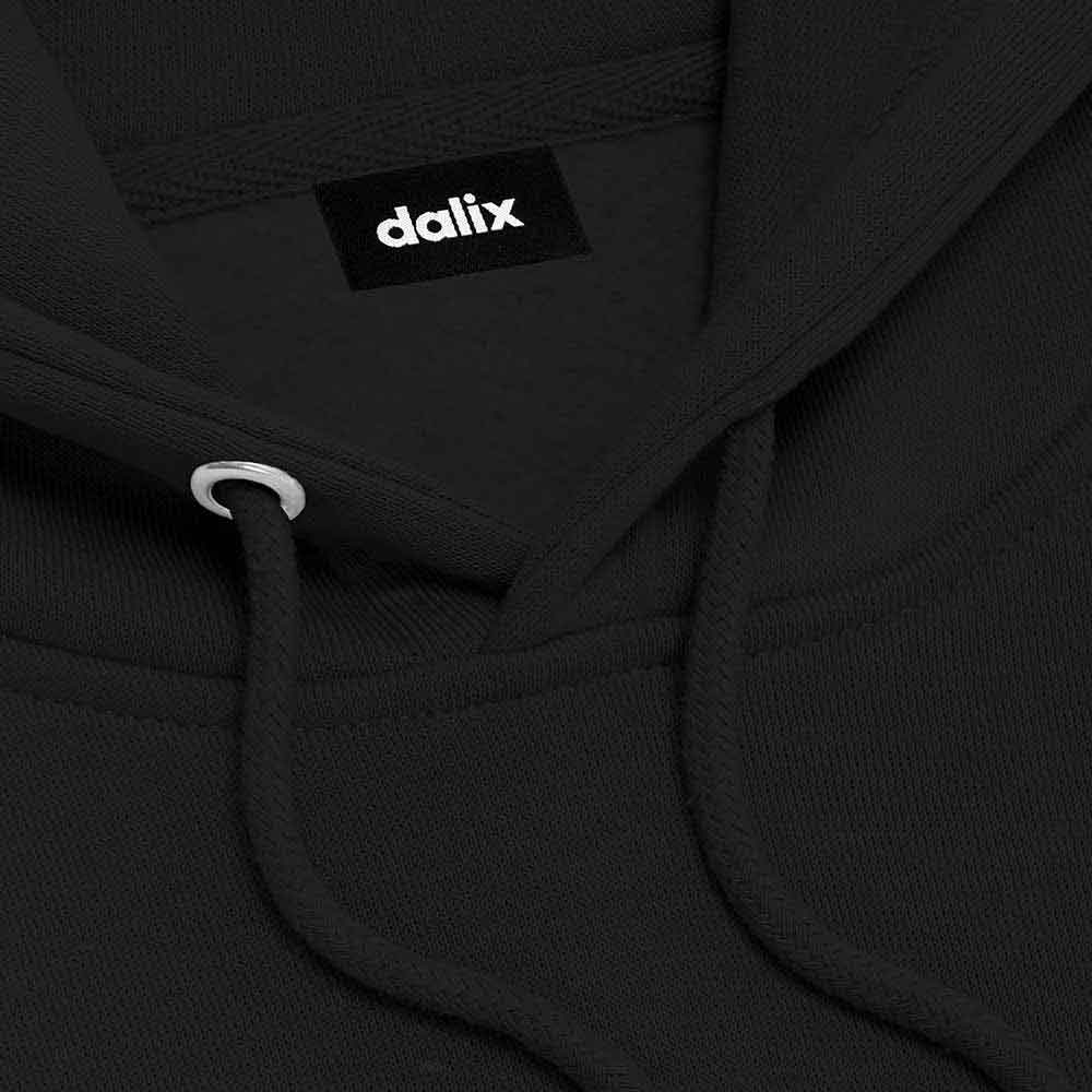 Dalix Bow Embroidery Relaxed Hoodie Soft Fleece Sweatshirt Drawcord Fit Lounge Mens in Black 2XL XX-Large