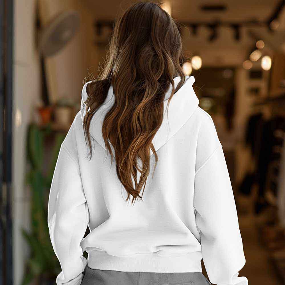 Dalix Bow Embroidery Relaxed Hoodie Soft Fleece Sweatshirt Drawcord Fit Lounge Mens in White 2XL XX-Large