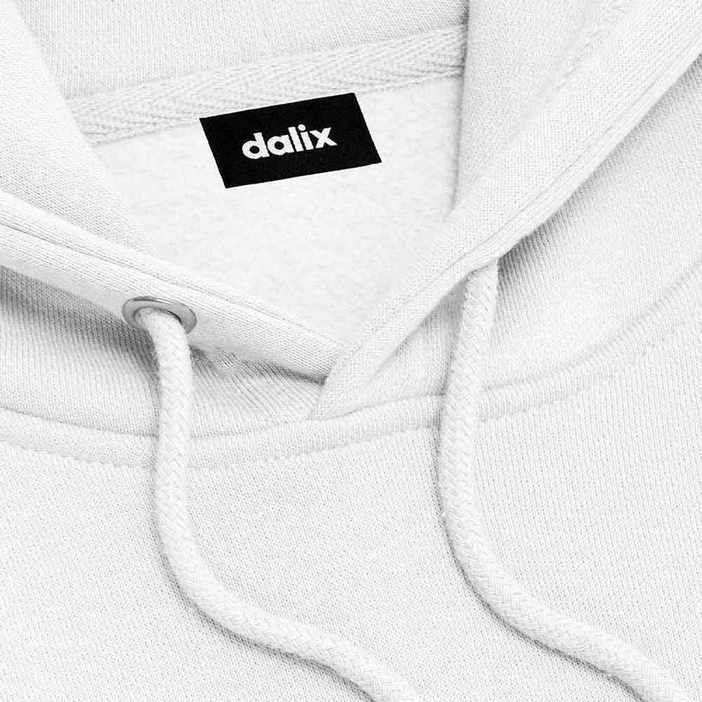 Dalix Bow Embroidery Relaxed Hoodie Soft Fleece Sweatshirt Drawcord Fit Lounge Mens in White 2XL XX-Large