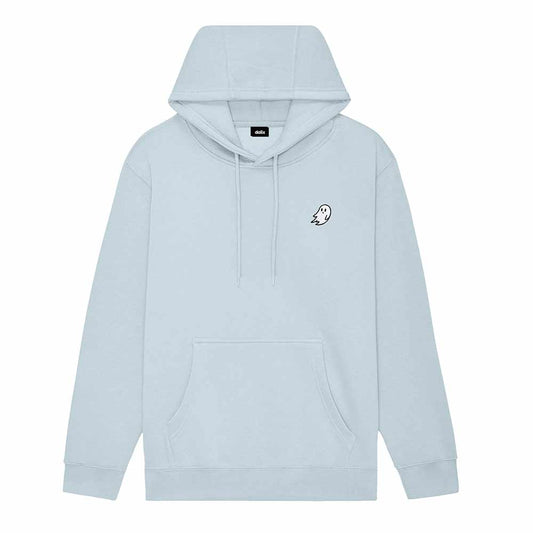 Dalix Ghost Embroidery Relaxed Hoodie Soft Fleece Sweatshirt Drawcord Fit Lounge Mens in Blue Mist 2XL XX-Large