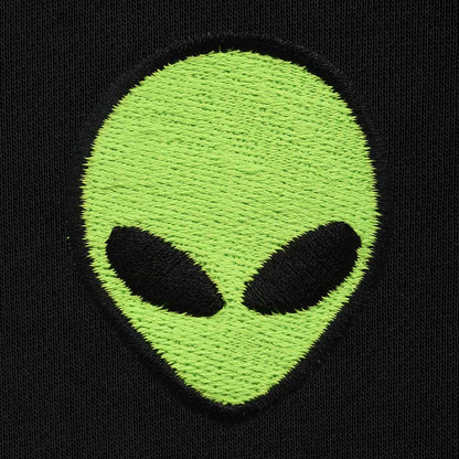 Dalix Alien Embroidery Relaxed Hoodie Soft Fleece Sweatshirt Fit Lounge Mens in Black 2XL XX-Large