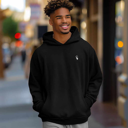 Dalix Astronaut Embroidery Relaxed Hoodie Soft Fleece Sweatshirt Fit Lounge Mens in Black 2XL XX-Large