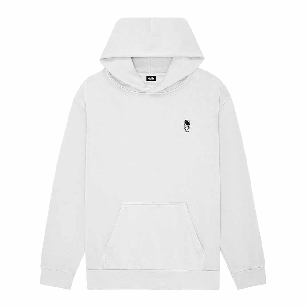 Dalix Astronaut Embroidery Relaxed Hoodie Soft Fleece Sweatshirt Fit Lounge Mens in Lunar Gray 2XL XX-Large