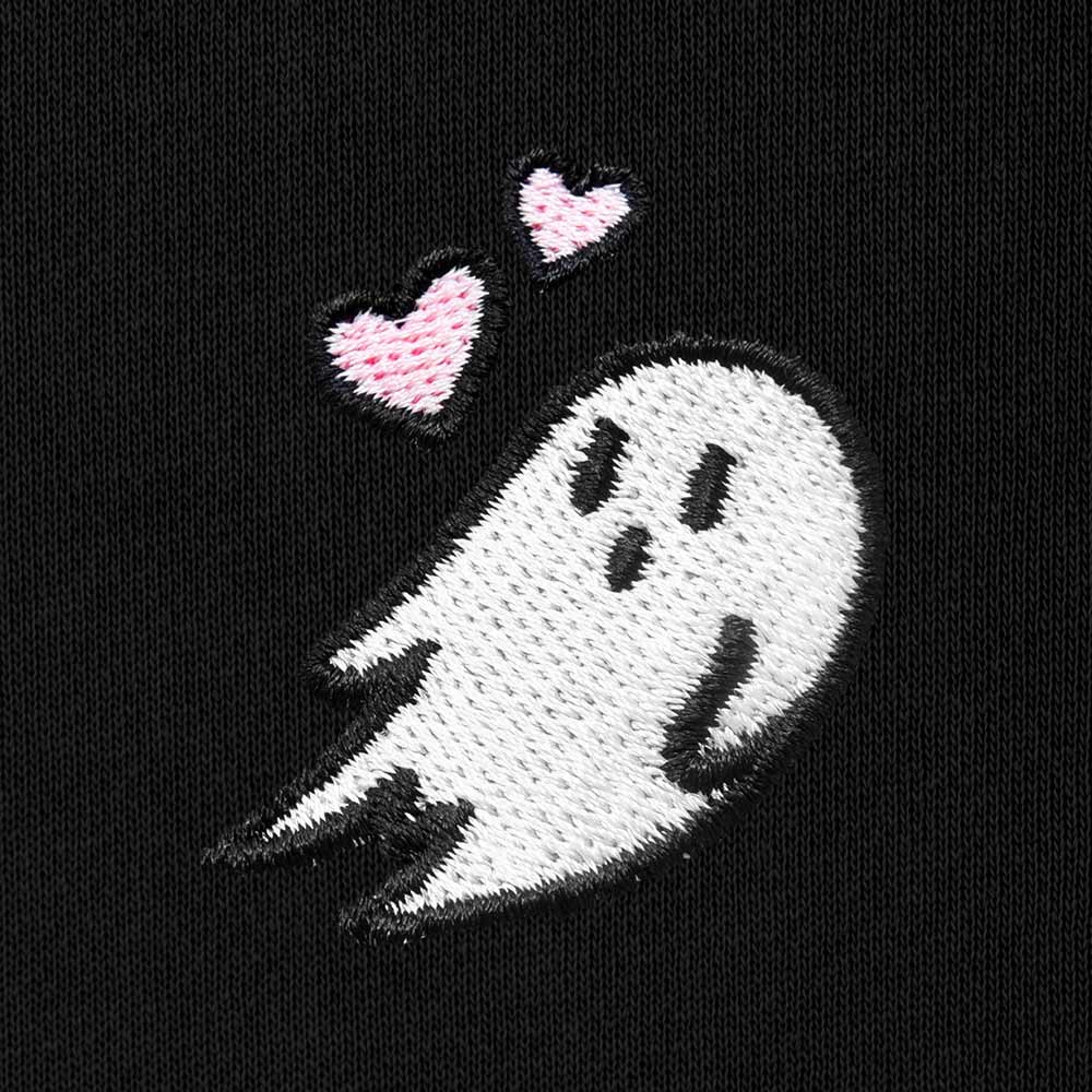Dalix Heartly Ghost Embroidery Relaxed Hoodie Soft Fleece Sweatshirt Fit Lounge Womens in Black 2XL XX-Large