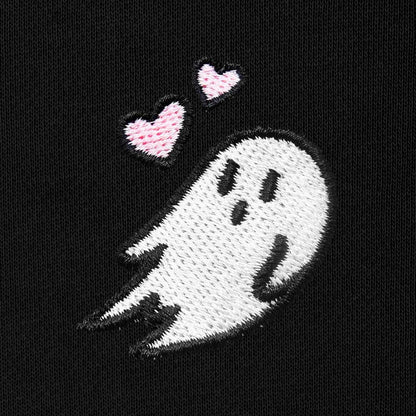 Dalix Heartly Ghost Embroidery Relaxed Hoodie Soft Fleece Sweatshirt Fit Lounge Womens in Black 2XL XX-Large