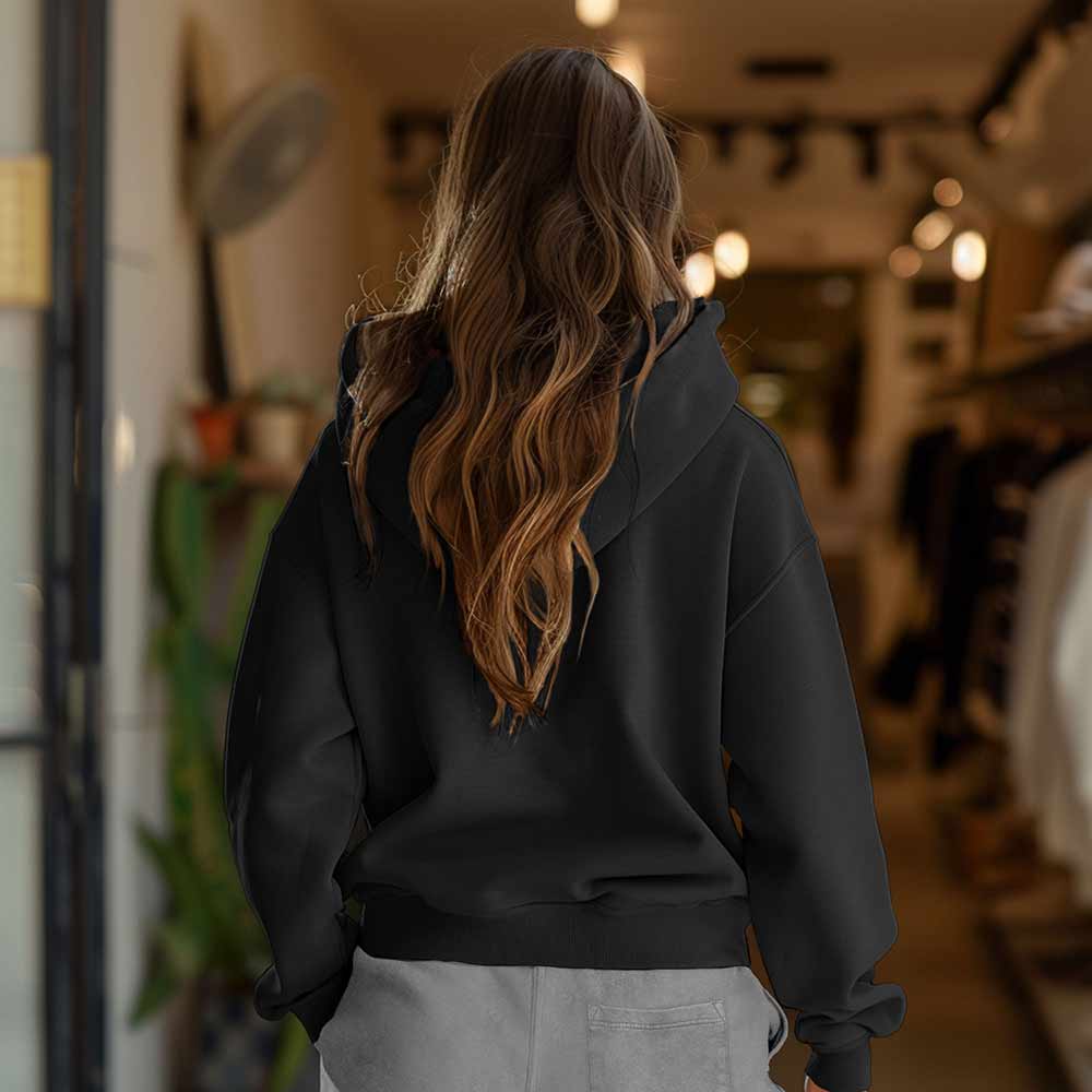 Dalix Heartly Ghost Embroidery Relaxed Hoodie Soft Fleece Sweatshirt Fit Lounge Womens in Black 2XL XX-Large
