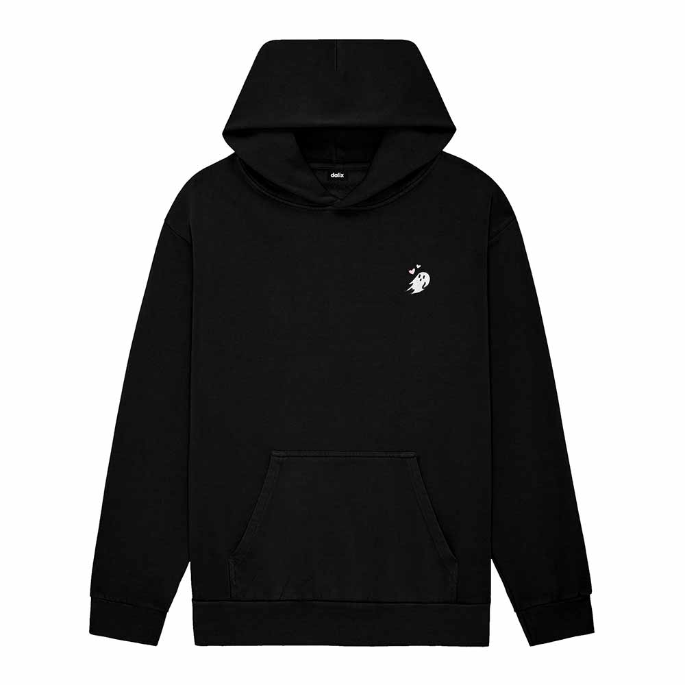 Dalix Womens Heartly Ghost Midweight Fleece Relaxed Hooded Sweatshirt