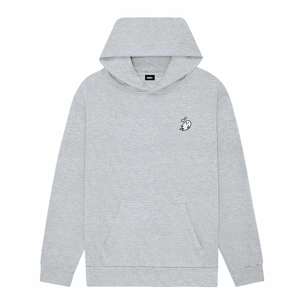 Dalix Womens Heartly Ghost Midweight Fleece Relaxed Hooded Sweatshirt