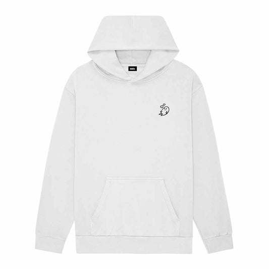 Dalix Heartly Ghost Embroidery Relaxed Hoodie Soft Fleece Sweatshirt Fit Lounge Womens in Lunar Gray 2XL XX-Large