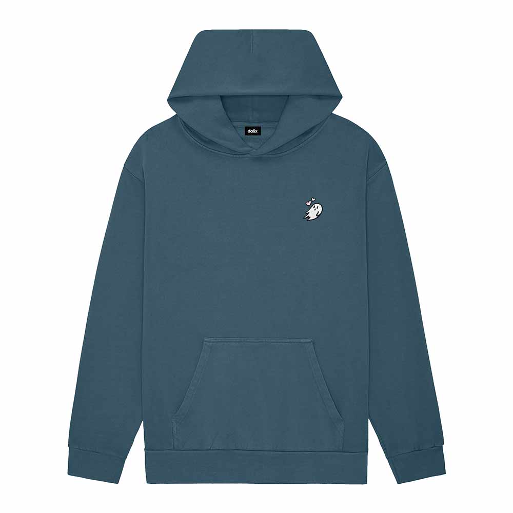 Dalix Womens Heartly Ghost Midweight Fleece Relaxed Hooded Sweatshirt