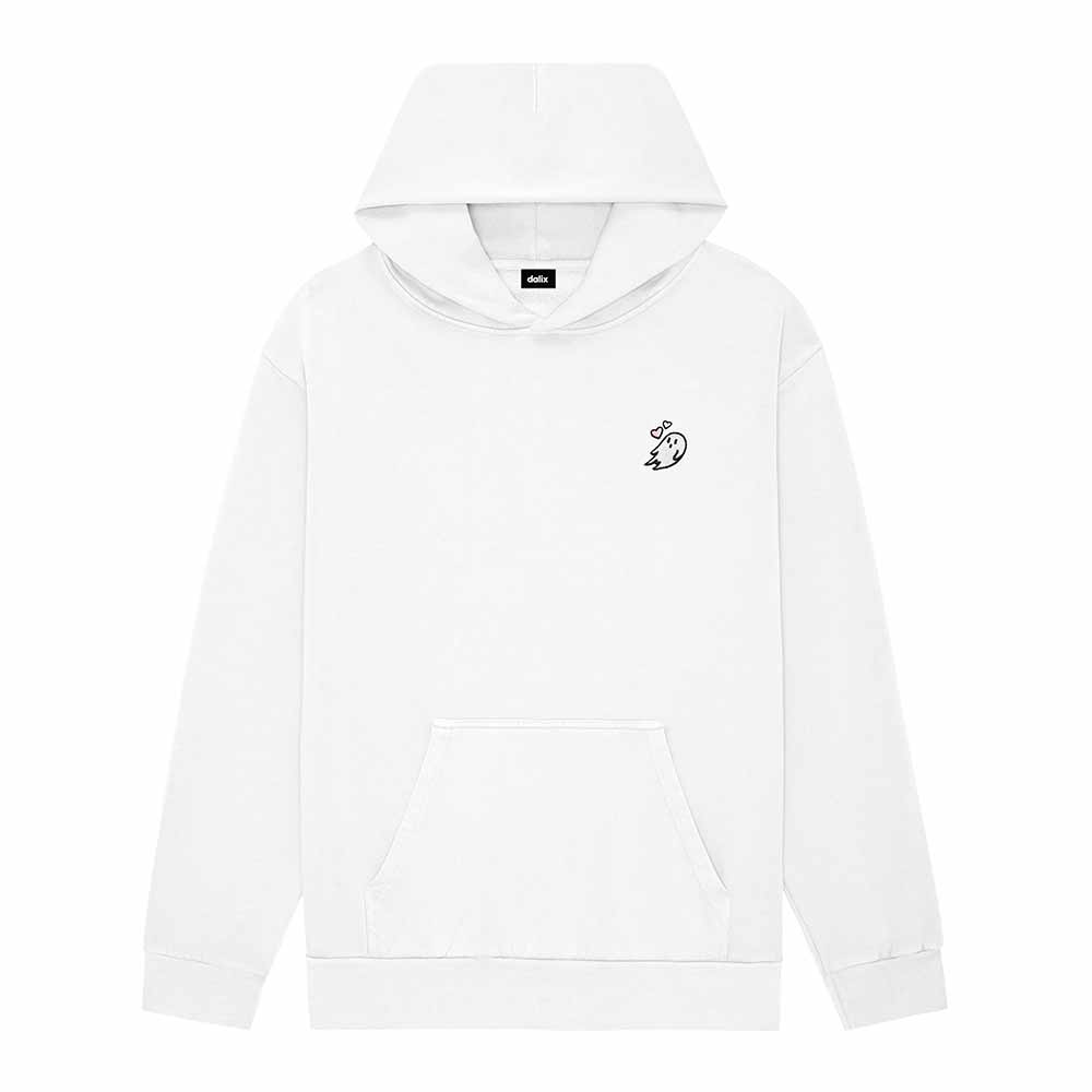 Dalix Womens Heartly Ghost Midweight Fleece Relaxed Hooded Sweatshirt