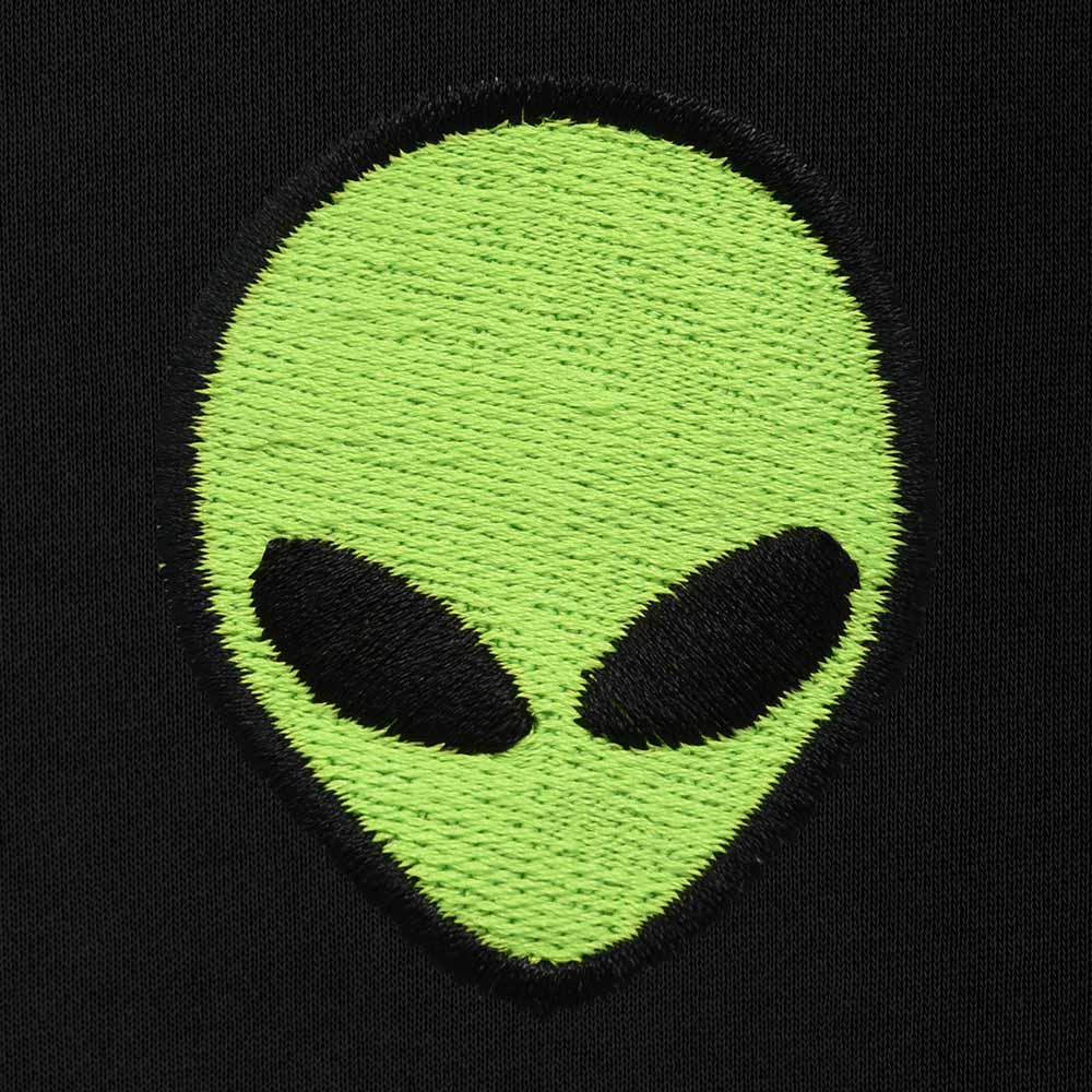 Dalix Alien Embroidery Relaxed Crewneck Sweatshirt Soft Fleece Fit Lounge Mens in Black 2XL XX-Large