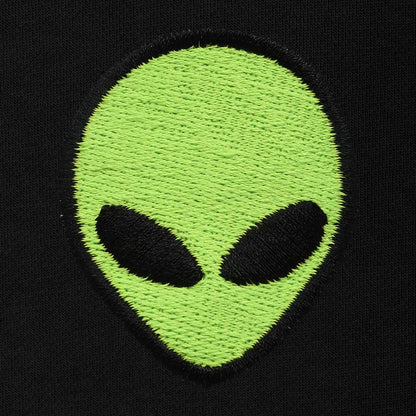Dalix Alien Embroidery Relaxed Crewneck Sweatshirt Soft Fleece Fit Lounge Mens in Black 2XL XX-Large