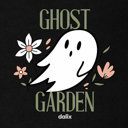 Dalix Ghost Garden Embroidery Relaxed Crewneck Sweatshirt Soft Fleece Fit Lounge Womens in Black 2XL XX-Large