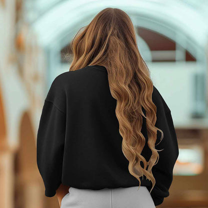 Dalix Ghost Garden Embroidery Relaxed Crewneck Sweatshirt Soft Fleece Fit Lounge Womens in Black 2XL XX-Large