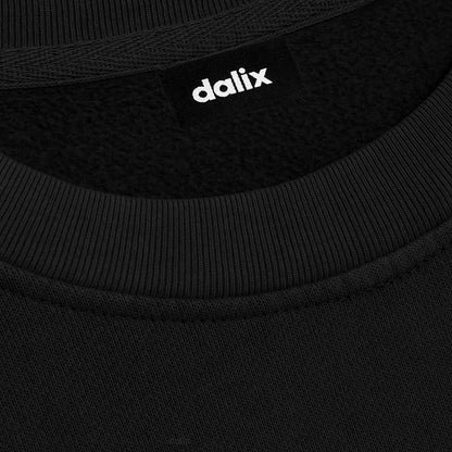 Dalix Ghost Garden Embroidery Relaxed Crewneck Sweatshirt Soft Fleece Fit Lounge Womens in Black 2XL XX-Large