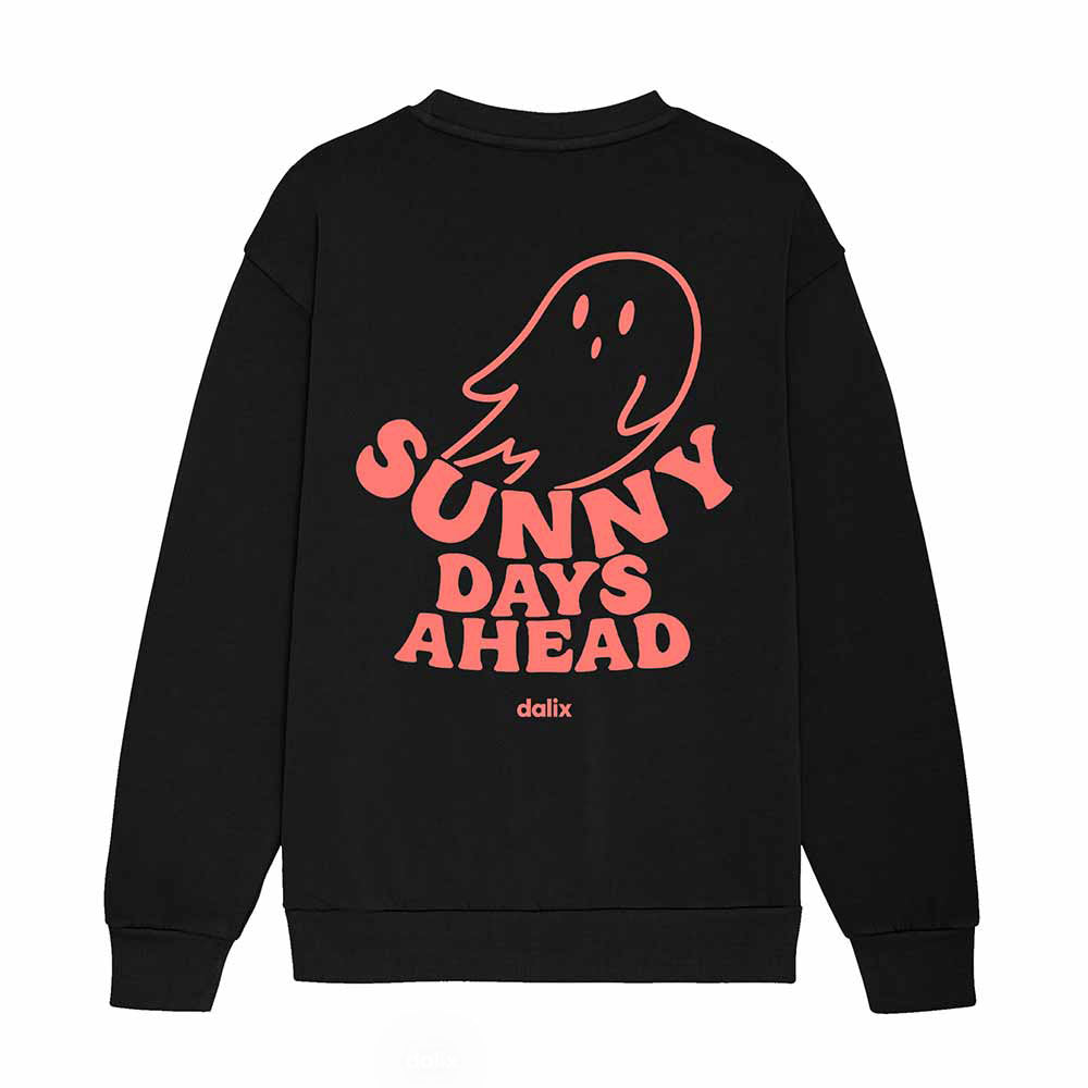 Dalix Ghost Embroidery Relaxed Crewneck Sweatshirt Soft Fleece Fit Lounge Mens in Black 2XL XX-Large