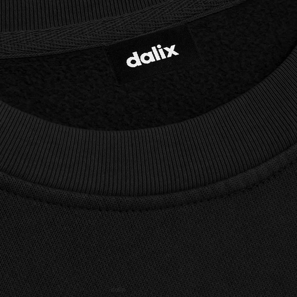 Dalix Ghost Embroidery Relaxed Crewneck Sweatshirt Soft Fleece Fit Lounge Mens in Black 2XL XX-Large