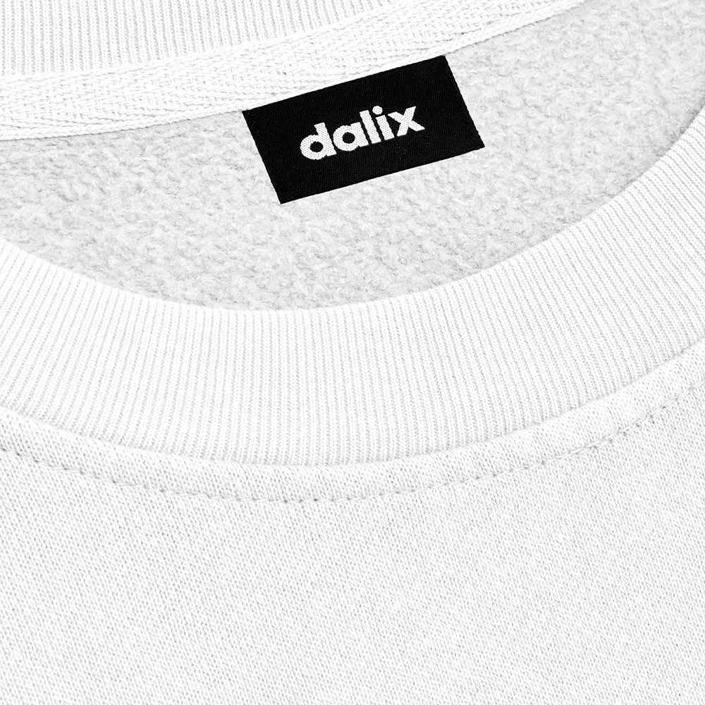 Dalix Ghost Embroidery Relaxed Crewneck Sweatshirt Soft Fleece Fit Lounge Mens in White 2XL XX-Large