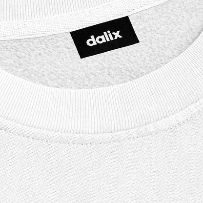 Dalix Ghost Embroidery Relaxed Crewneck Sweatshirt Soft Fleece Fit Lounge Mens in White 2XL XX-Large