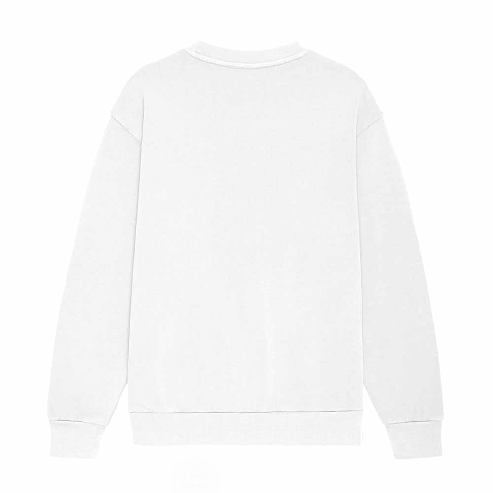 Dalix Ghost Embroidery Relaxed Crewneck Sweatshirt Soft Fleece Fit Lounge Mens in White 2XL XX-Large