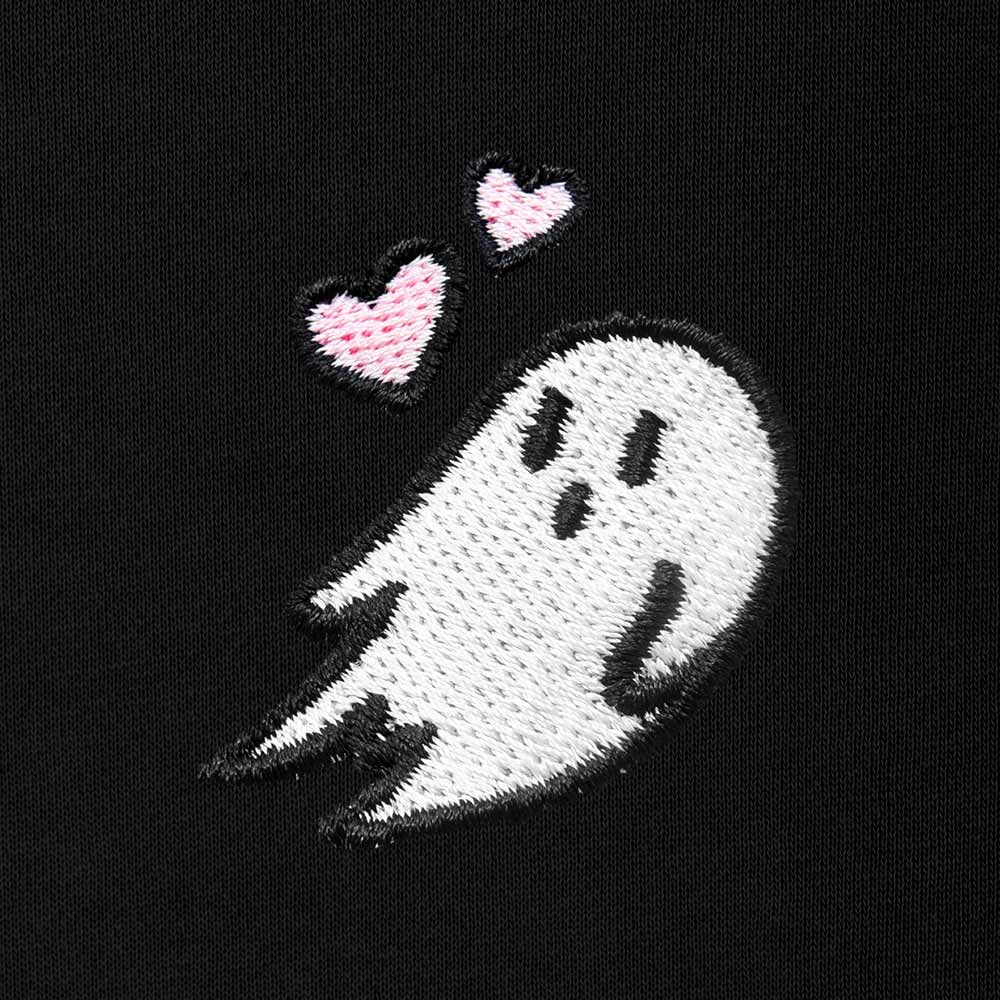 Dalix Heartly Ghost Embroidery Relaxed Crewneck Sweatshirt Soft Fleece Fit Lounge Womens in Black 2XL XX-Large