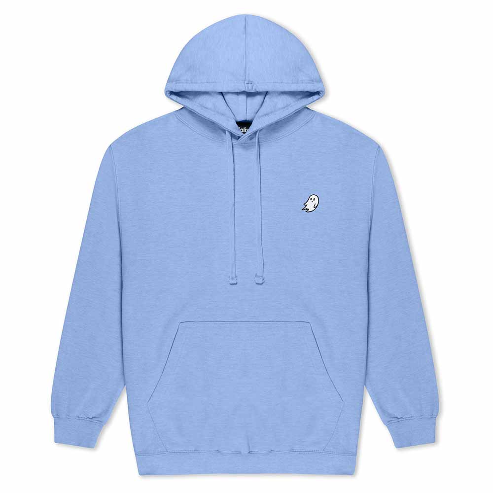 Dalix Mens Ghost Hooded Fleece Sweatshirt Log Sleeve Hoodie Drawcord Fall in Blue S Small