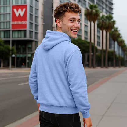 Dalix Mens Ghost Hooded Fleece Sweatshirt Log Sleeve Hoodie Drawcord Fall in Blue S Small