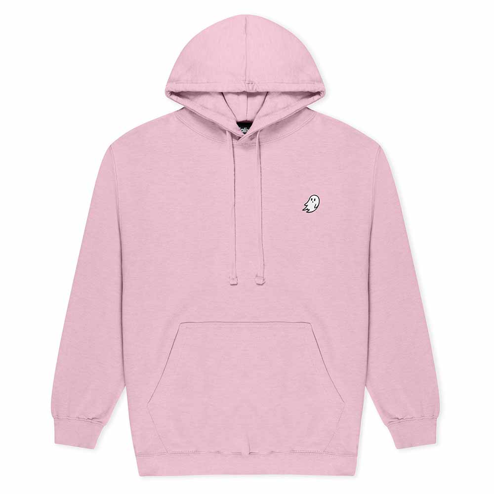 Dalix Mens Ghost Hooded Fleece Sweatshirt Log Sleeve Hoodie Drawcord Fall in Pink S Small