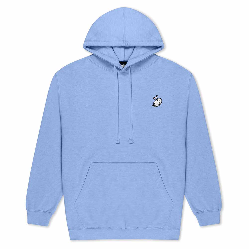 Dalix Womens Heartly Ghost Hooded Fleece Sweatshirt Long Sleeve Hoodie Drawcord Fall in Blue S Small