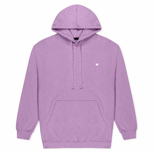Dalix Womens Lil Heart Hooded Fleece Sweatshirt Log Sleeve Hoodie Drawcord Fall in Purple S Small