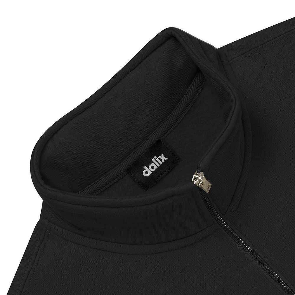 Dalix Mens Ghost Pullover Cadet Collar Quarter Zip French Terry Long Sleeve Fall in Black S Small