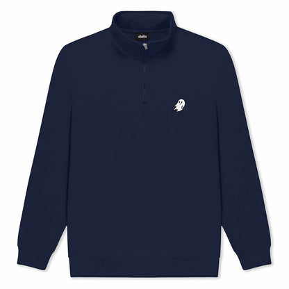 Dalix Mens Ghost Pullover Cadet Collar Quarter Zip French Terry Long Sleeve Fall in Navy S Small