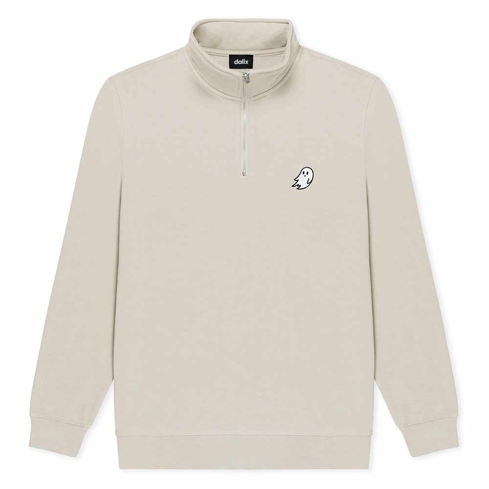 Dalix Mens Ghost Pullover Cadet Collar Quarter Zip French Terry Long Sleeve Fall in Smoke S Small