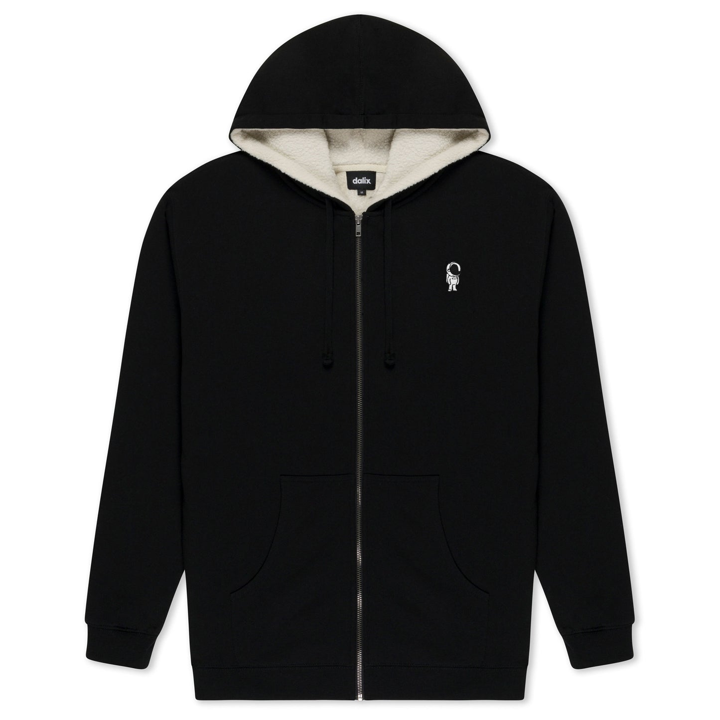 Dalix Mens Astronaut Hoodie Faux Sherpa Lined Zip Up Sweatshirt Warm Casual Outerwear in Black S Small