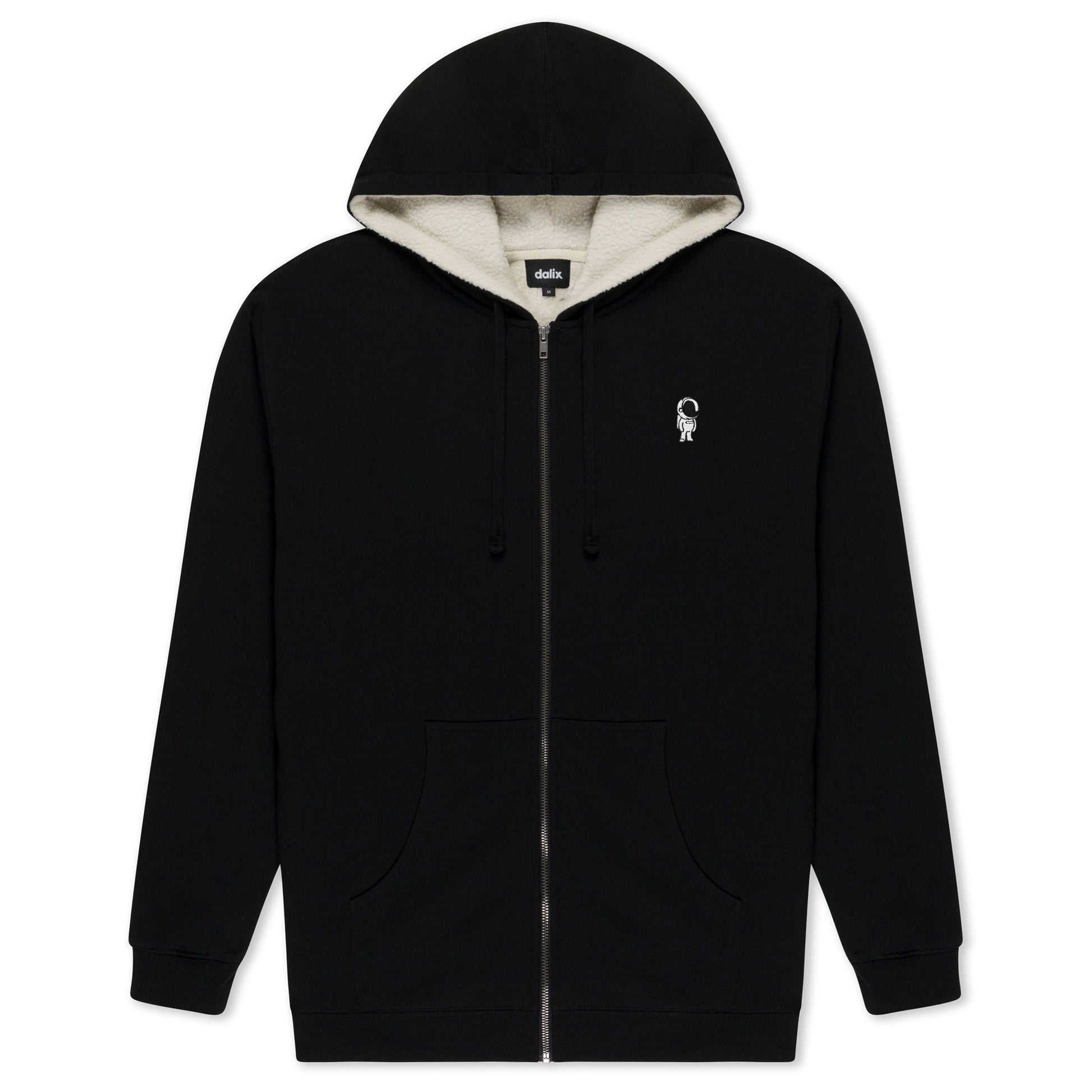 Dalix Mens Astronaut Hoodie Faux Sherpa Lined Zip Up Sweatshirt Warm Casual Outerwear in Black S Small