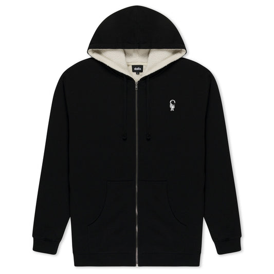 Dalix Mens Astronaut Hoodie Faux Sherpa Lined Zip Up Sweatshirt Warm Casual Outerwear in Black S Small