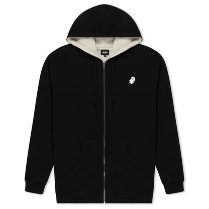 Dalix Mens Ghost Hoodie Faux Sherpa Lined Zip Up Sweatshirt Warm Casual Outerwear in Black S Small