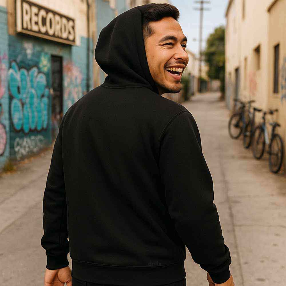 Dalix Mens Ghost Hoodie Faux Sherpa Lined Zip Up Sweatshirt Warm Casual Outerwear in Black S Small