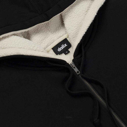 Dalix Mens Ghost Hoodie Faux Sherpa Lined Zip Up Sweatshirt Warm Casual Outerwear in Black S Small